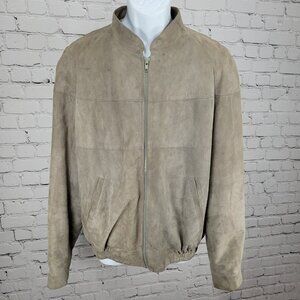VTG Outbak Grey Taupe Soft Suede Full Zip Jacket New Zealand Handcut Size 46